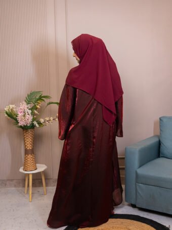 Fendi Organza Abaya Maroon
