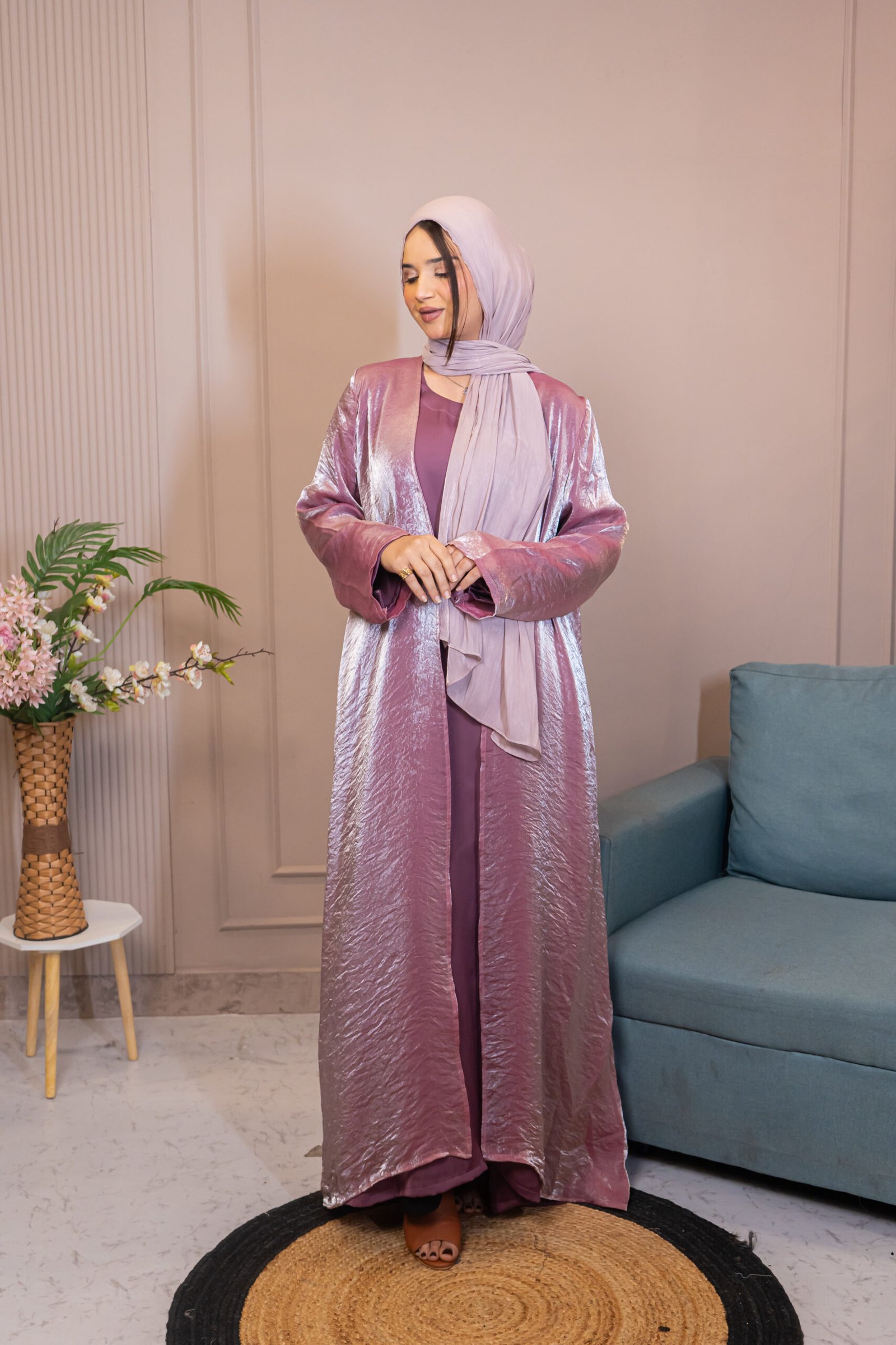 Fendi Organza Abaya Blush Pink - Image 5