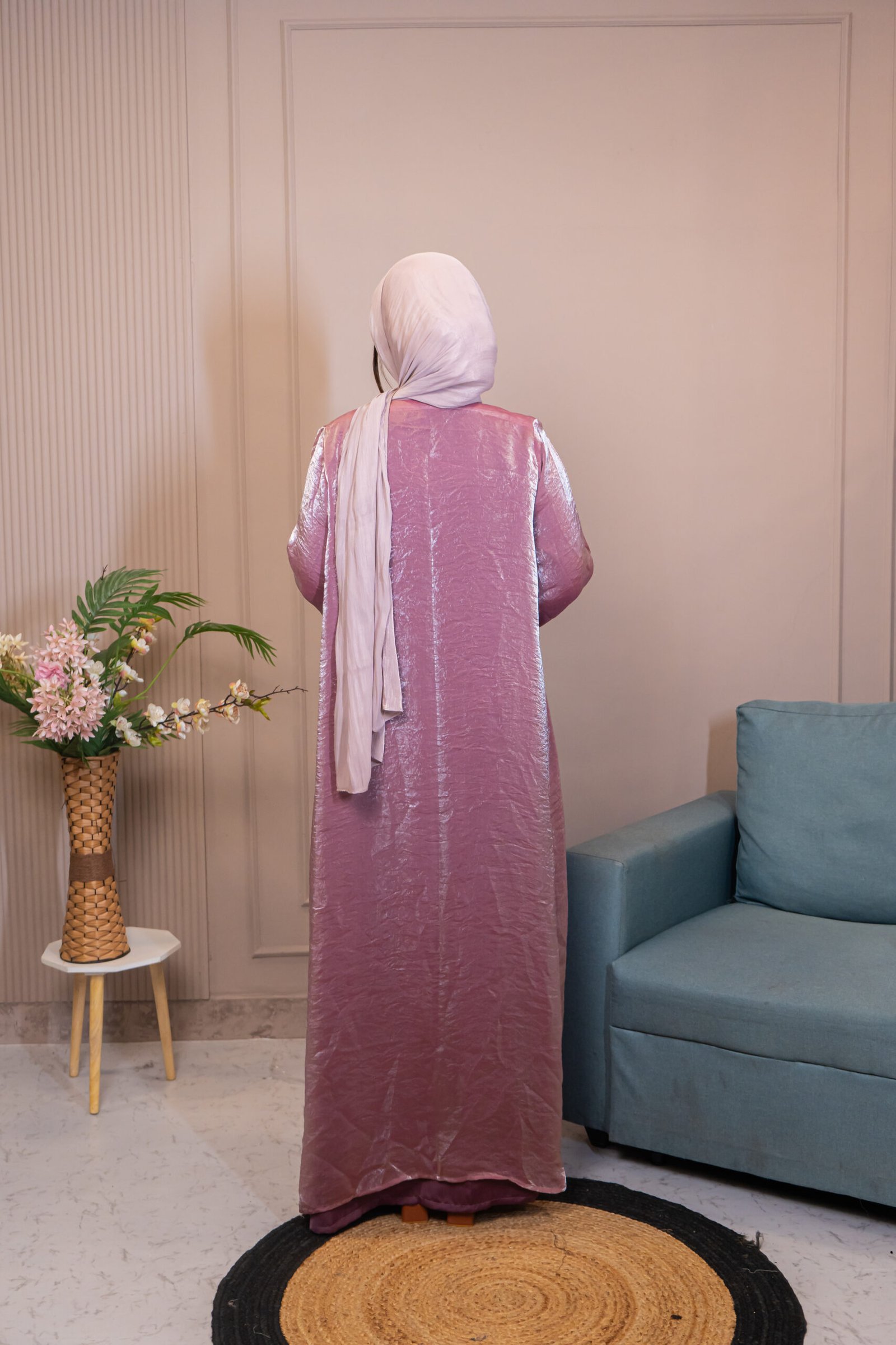 Fendi Organza Abaya Blush Pink - Image 4