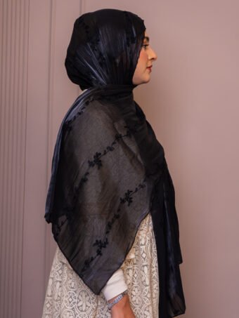 Organza Thread Hijab Black