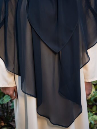 Double Layer Khimar Black