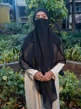 Double Layer Khimar Black