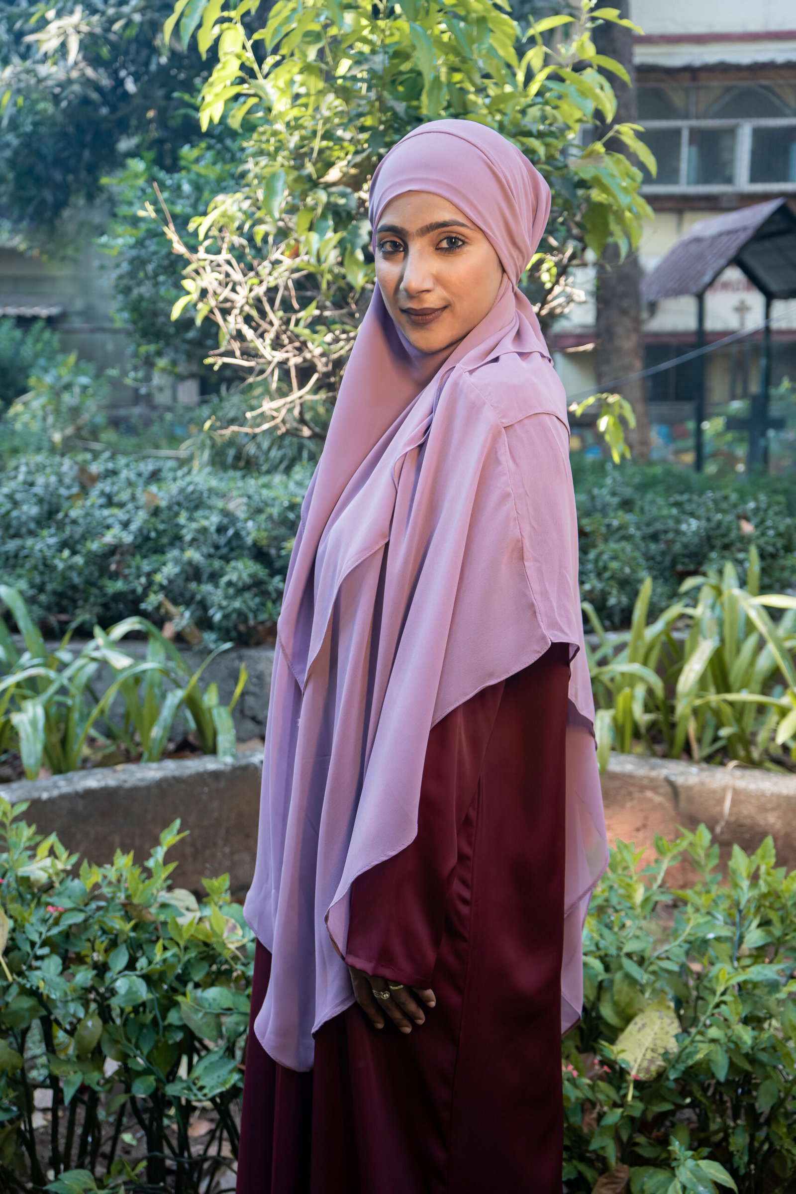 Double Layer Khimar Mauve