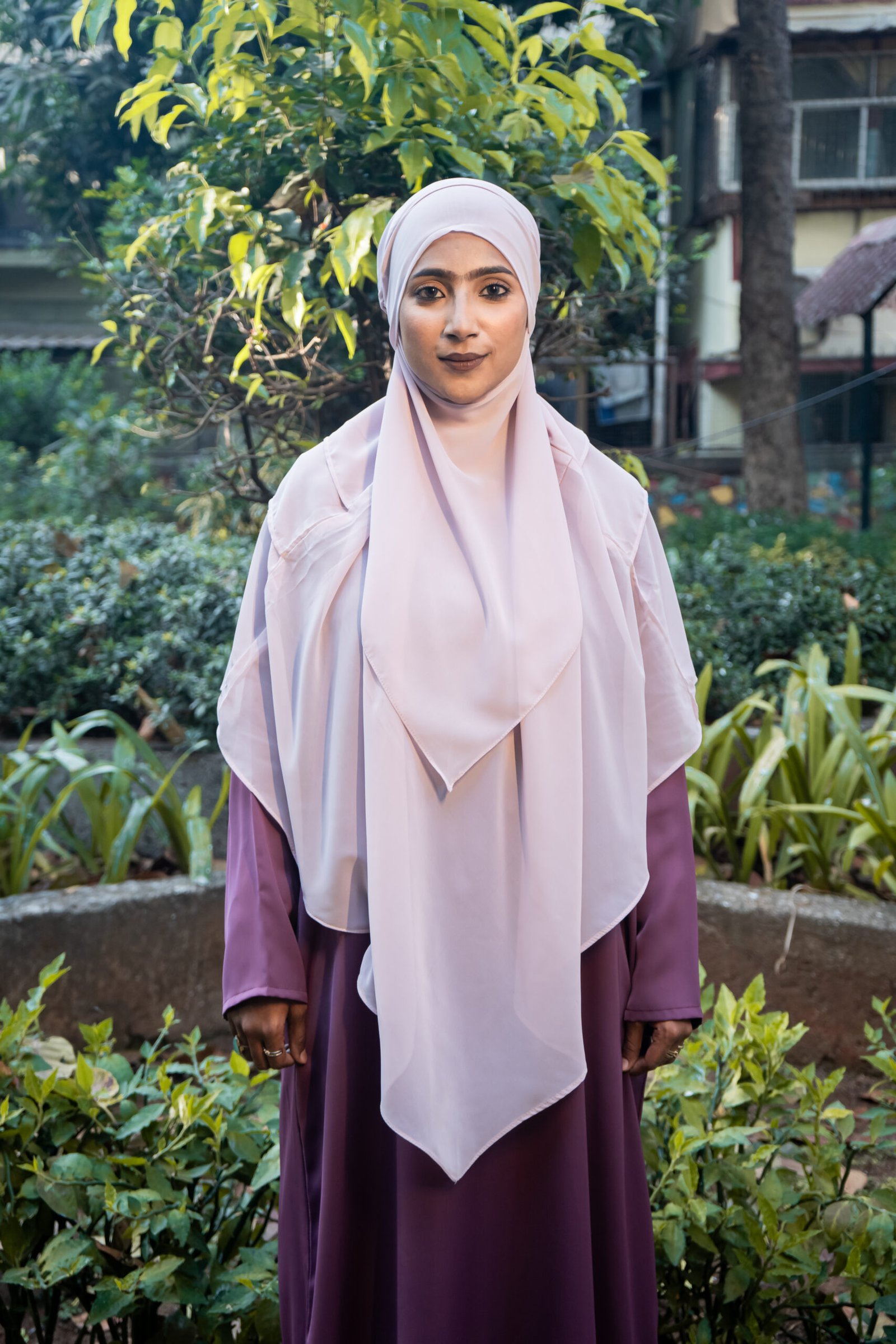 Double Layer Khimar Soft Pink