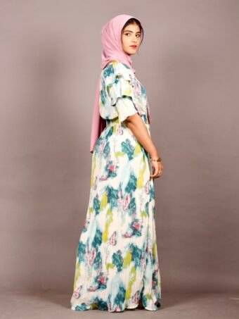Aqua Candy Bloom Tye-Dye Gown