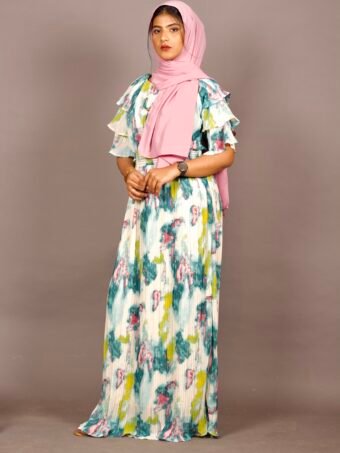 Aqua Candy Bloom Tye-Dye Gown