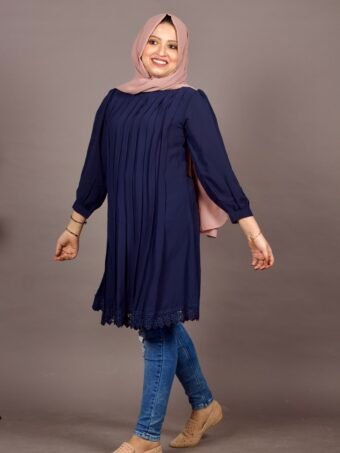 Navy blue Pleated Tunic Top