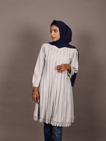 Silver Pleated Tunic Top