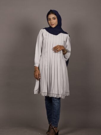 Silver Pleated Tunic Top
