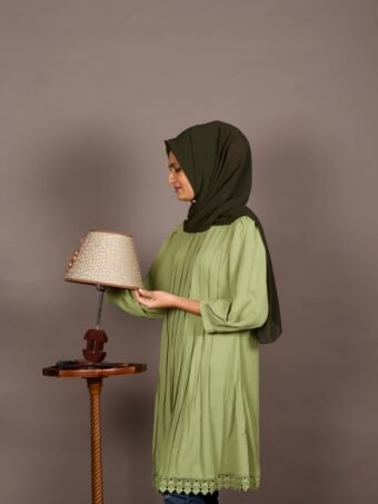 Parrot Green Pleated Tunic Top