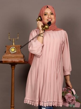 Blush Pink Pleated Tunic Top