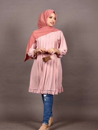 Blush Pink Pleated Tunic Top