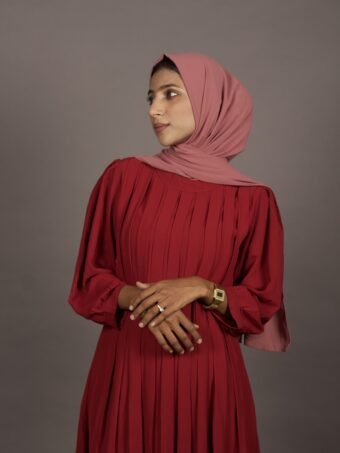 Maroon Pleated Tunic Top