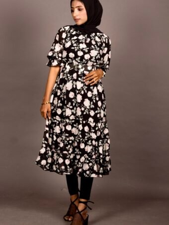 Black Floral Tunic Top