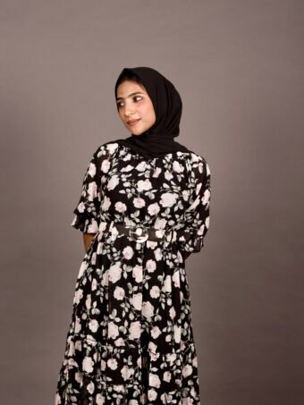 Black Floral Tunic Top