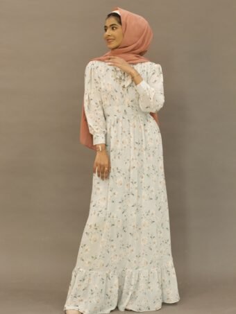 Offwhite Floral Gown