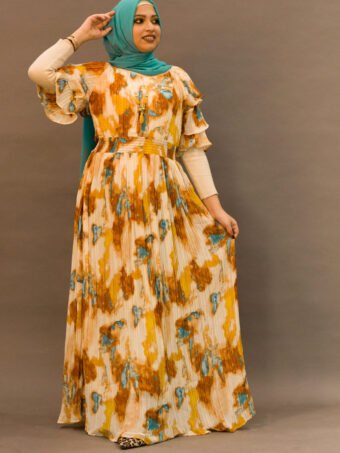 Sunset Turquoise Glow Tye-Dye Gown