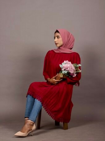 Maroon Pleated Tunic Top